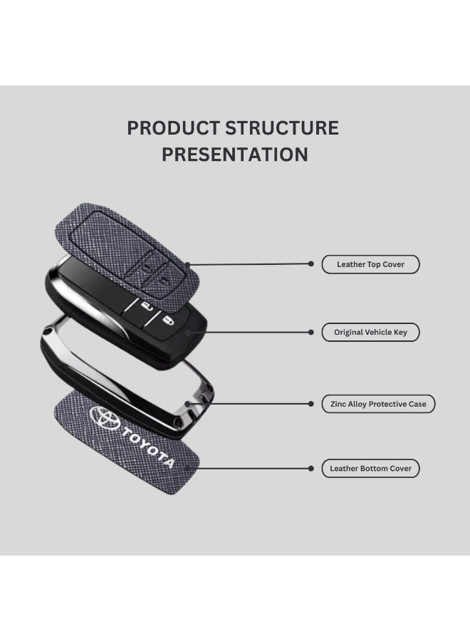 MOTOR FIT Leather Key Cover (Black-4 Buttons) for Toyota Land Cruiser 300 Series, Prado, Hilux, Innova, Fortuner & Camry | Scratch & Drop Protection | Toyota Key AccessoriesMOTOR FIT Leather Key Cover for Toyota Land Cruiser 300 Series, Prado, Hilux, Innova, Fortuner & Camry | Scratch & Drop Protection | Toyota Key Accessories - Image 2